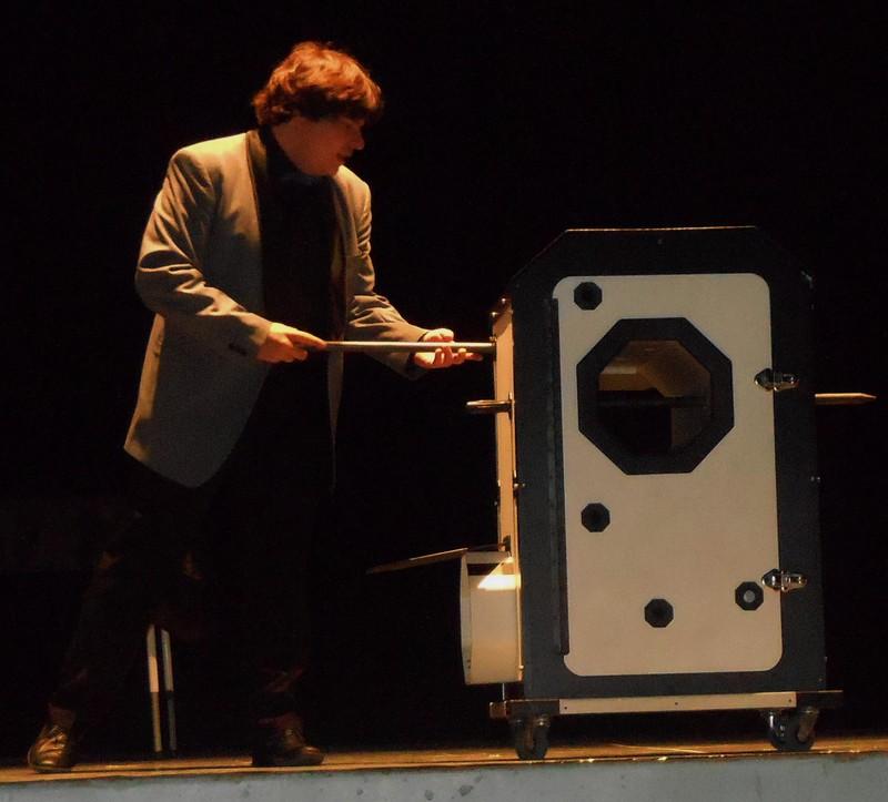 Magician Olivier OK MAGICS performing grand illusion in Tudela Spain 2013