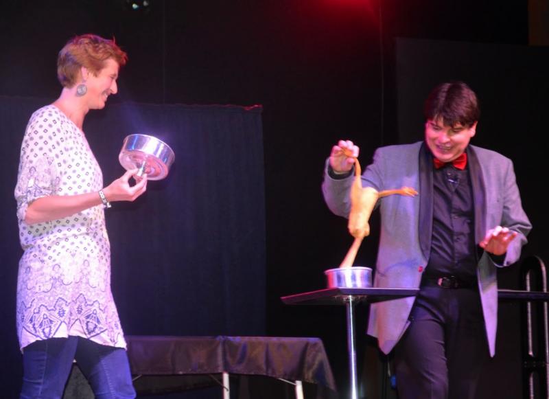 Magician Olivier Klinkenberg OK MAGICS stage act with spectator